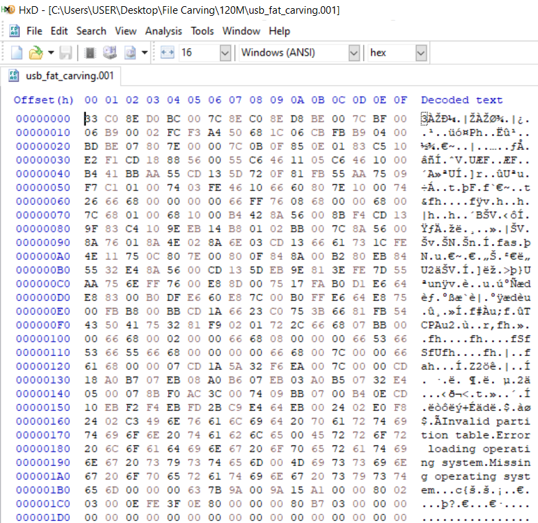 Membuka file image di HxD