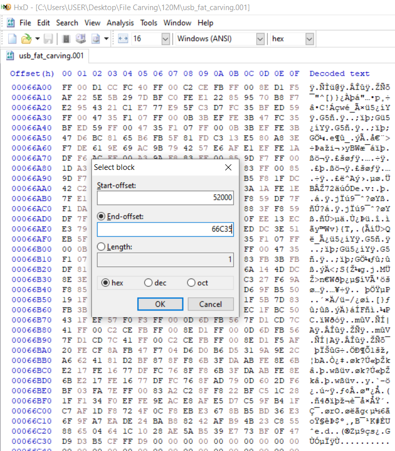 Dialog Select Block di HxD